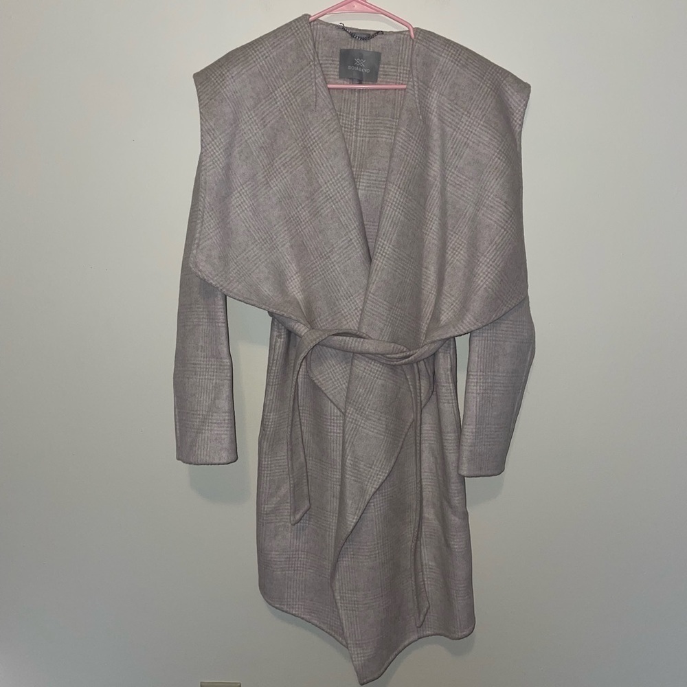 Soia & Kyo Samia Wool Plaid Hooded Coat Size Small